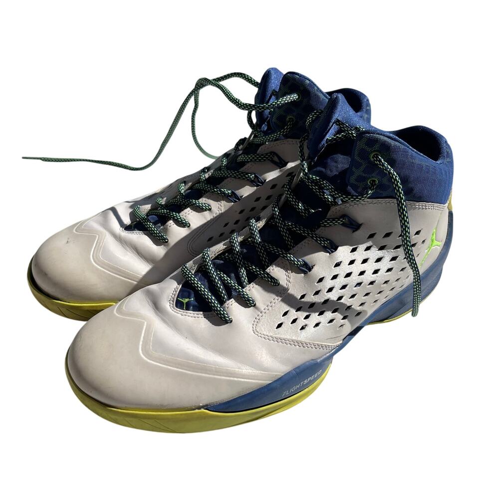 Jordan Rising High Men’s White W/Blue And Green 7869131-102 Size 12